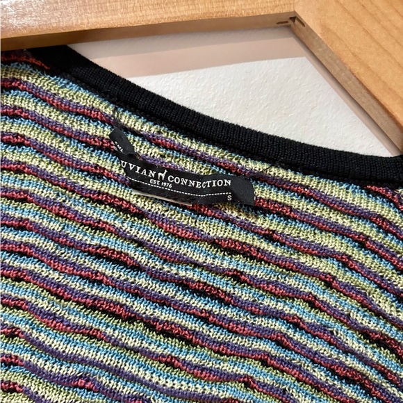 Peruvian Connection Vintage Southwestern Open Front Cotton Sweater Cardigan - Picture 3 of 6